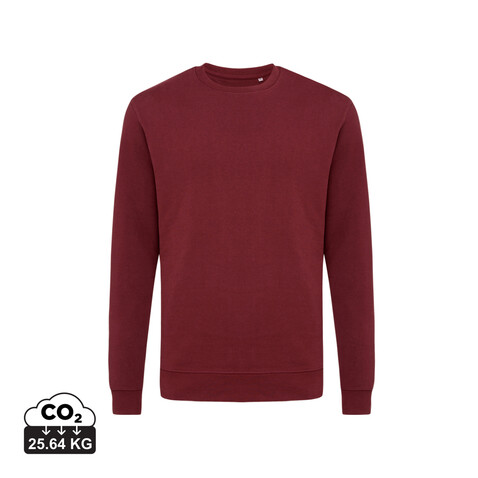 IQONIQ Zion Rundhals-Sweater aus recycelter Baumwolle burgunderrot bedrucken, Art.-Nr. T9300.007.M