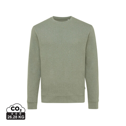 IQONIQ Denali ungefärbt. Rundhals-Sweater aus recycelter BW heather green bedrucken, Art.-Nr. T9301.015.S