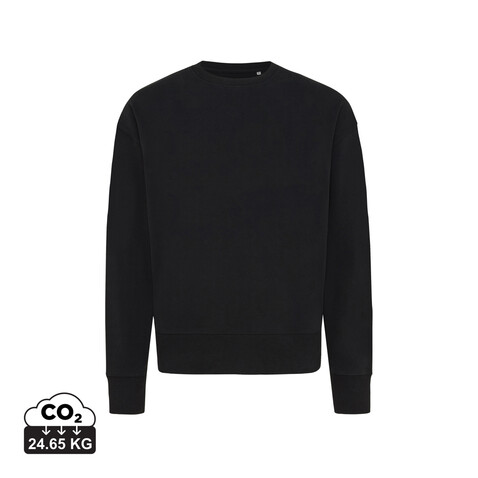 IQONIQ Kruger Relax-Rundhals-Sweater aus recycelt. Baumwolle schwarz bedrucken, Art.-Nr. T9302.001.S IQONIQ Kruger Relax-Rundhals-Sweater aus recycelt. Baumwolle schwarz bedrucken, Art.-Nr. T9302.001.S