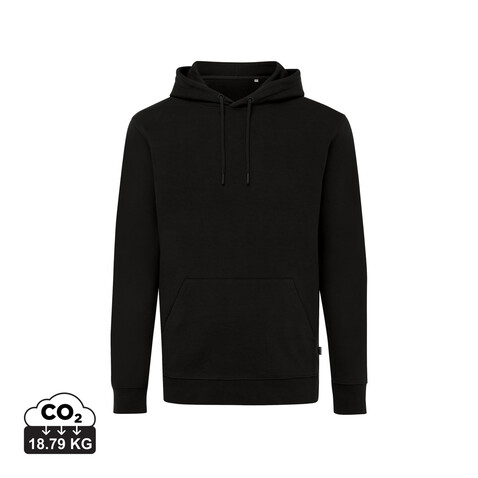 IQONIQ Jasper Hoodie aus recycelter Baumwolle schwarz bedrucken, Art.-Nr. T9400.001.XS