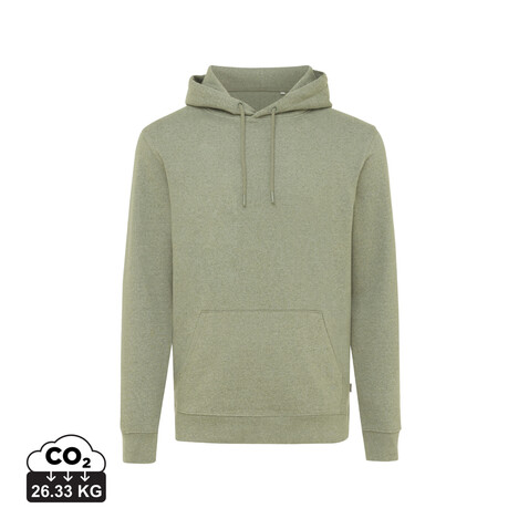 IQONIQ Torres ungefärbter Hoodie aus recycelter Baumwolle heather green bedrucken, Art.-Nr. T9401.015.L