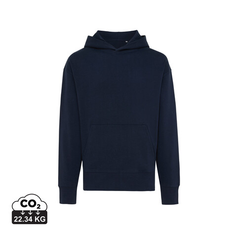 IQONIQ Yoho Relax-Hoodie aus recycelter Baumwolle navy blau bedrucken, Art.-Nr. T9402.002.S