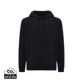 IQONIQ Trivor Mikrofleece-Kapuzen-Pulli aus recyc. Polyester schwarz bedrucken, Art.-Nr. T9403.001.M