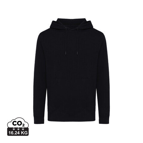 IQONIQ Rila Lightweight Hoodie aus recycelter Baumwolle schwarz bedrucken, Art.-Nr. T9404.001.S
