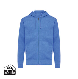 IQONIQ Abisko Zip-Kapuzenpullover aus recycelter Baumwolle heather blue bedrucken, Art.-Nr. T9600.024.XXXL