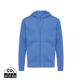 IQONIQ Abisko Zip-Kapuzenpullover aus recycelter Baumwolle heather blue bedrucken, Art.-Nr. T9600.024.XXXL