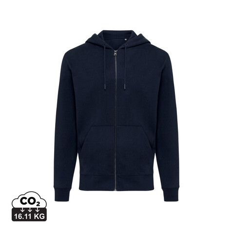 IQONIQ Abisko Zip-Kapuzenpullover aus recycelter Baumwolle navy blau bedrucken, Art.-Nr. T9600.002.S