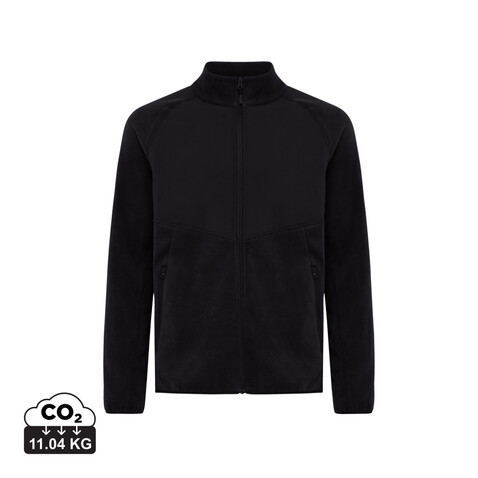 IQONIQ Talung Mikrofleece Jacke aus recyceltem Polyester schwarz bedrucken, Art.-Nr. T9603.001.4XL