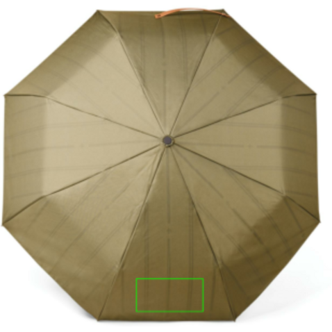 VINGA Bosler AWARE™ 21" faltbarer Schirm aus recyceltem PET grün bedrucken, Art.-Nr. V850017