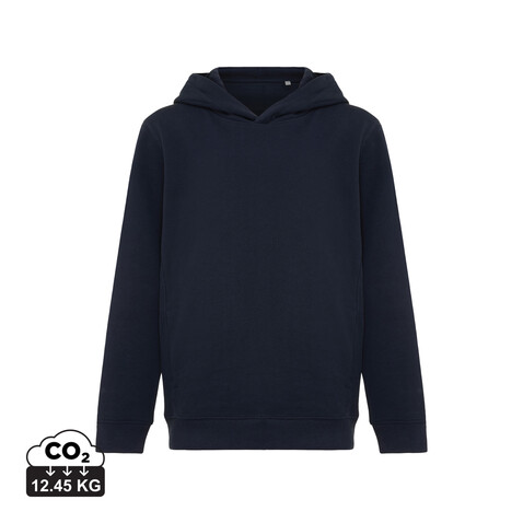 IQONIQ Yengo KidsHoodie mit Seitentaschen aus rec. Baumwolle navy blau bedrucken, Art.-Nr. T6404.002.56