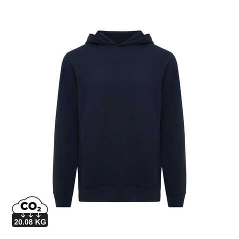 IQONIQ Yengo Hoodie mit Seitentaschen aus rec. Baumwolle navy blau bedrucken, Art.-Nr. T9405.002.XS