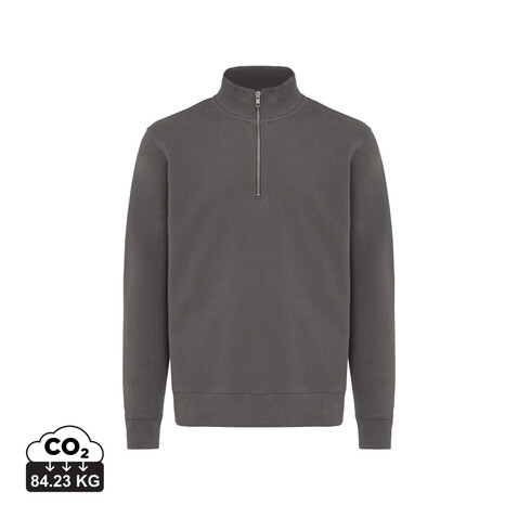 IQONIQ Elgon Quarter-Zip-Sweater aus rec. Baumwolle anthrazit bedrucken, Art.-Nr. T9601.019.S