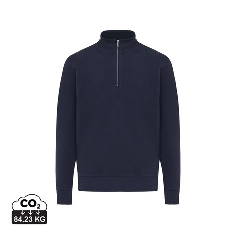 IQONIQ Elgon Quarter-Zip-Sweater aus rec. Baumwolle navy blau bedrucken, Art.-Nr. T9601.002.L