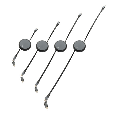 Terra ausziehbares 240W 2-in-1 Kabel aus RCS rec. Aluminium schwarz bedrucken, Art.-Nr. P302.7701