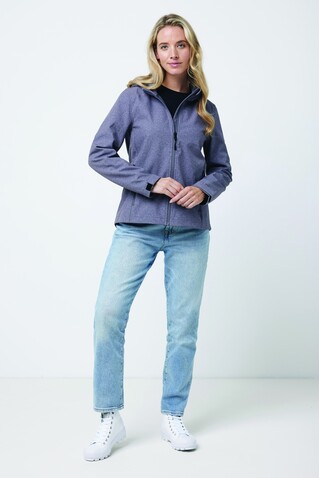 IQONIQ Makalu Damen Softshelljacke aus recyceltem Polyester vulcano heather grey bedrucken, Art.-Nr. T4700.028.M
