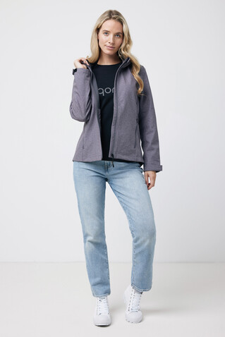 IQONIQ Makalu Damen Softshelljacke aus recyceltem Polyester vulcano heather grey bedrucken, Art.-Nr. T4700.028.M
