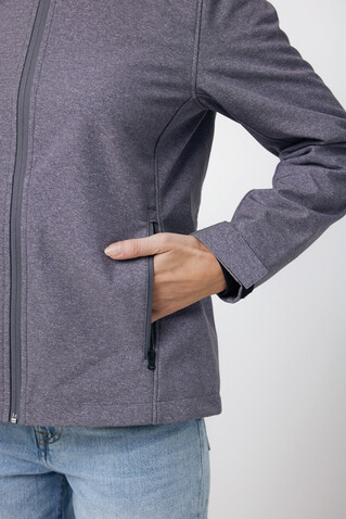 IQONIQ Makalu Damen Softshelljacke aus recyceltem Polyester vulcano heather grey bedrucken, Art.-Nr. T4700.028.M