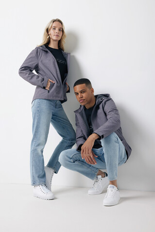IQONIQ Makalu Damen Softshelljacke aus recyceltem Polyester vulcano heather grey bedrucken, Art.-Nr. T4700.028.M