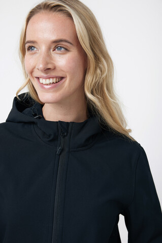 IQONIQ Makalu Damen Softshelljacke aus recyceltem Polyester schwarz bedrucken, Art.-Nr. T4700.001.S