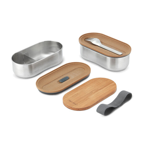 Black+Blum Stainless Steel Double Bento Box grau bedrucken, Art.-Nr. P439.2002
