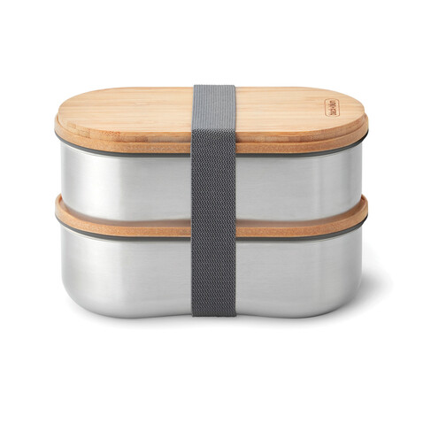 Black+Blum Stainless Steel Double Bento Box grau bedrucken, Art.-Nr. P439.2002