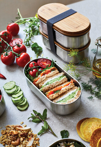 Black+Blum Stainless Steel Double Bento Box grau bedrucken, Art.-Nr. P439.2002