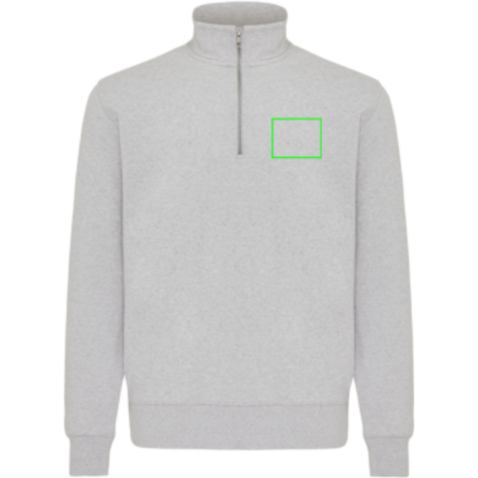 IQONIQ Elgon Quarter-Zip-Sweater aus rec. Baumwolle light heather grey bedrucken, Art.-Nr. T9601.032.4XL