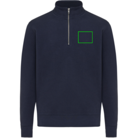 IQONIQ Elgon Quarter-Zip-Sweater aus rec. Baumwolle navy blau bedrucken, Art.-Nr. T9601.002.XXXL