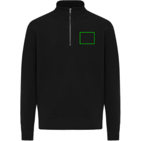 IQONIQ Elgon Quarter-Zip-Sweater aus rec. Baumwolle schwarz bedrucken, Art.-Nr. T9601.001.S IQONIQ Elgon Quarter-Zip-Sweater aus rec. Baumwolle schwarz bedrucken, Art.-Nr. T9601.001.S