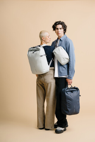 Urban wasserabweisender Anti-Diebstahl Rucksack navy blau, schwarz bedrucken, Art.-Nr. P706.2825