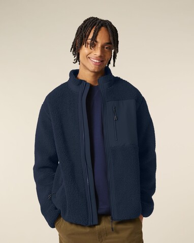 Brooker - Die Relaxed Unisex-Sherpajacke - French Navy - XL bedrucken, Art.-Nr. STJU248C7271X