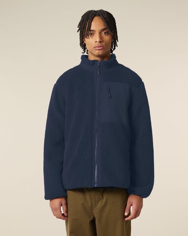 Brooker - Die Relaxed Unisex-Sherpajacke - French Navy - XL bedrucken, Art.-Nr. STJU248C7271X