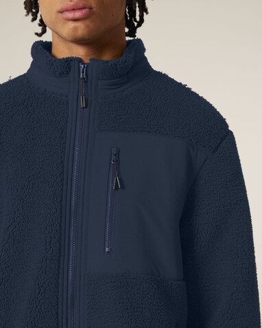 Brooker - Die Relaxed Unisex-Sherpajacke - French Navy - XL bedrucken, Art.-Nr. STJU248C7271X
