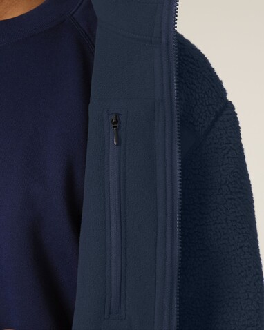 Brooker - Die Relaxed Unisex-Sherpajacke - French Navy - S bedrucken, Art.-Nr. STJU248C7271S