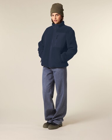 Brooker - Die Relaxed Unisex-Sherpajacke - French Navy - S bedrucken, Art.-Nr. STJU248C7271S