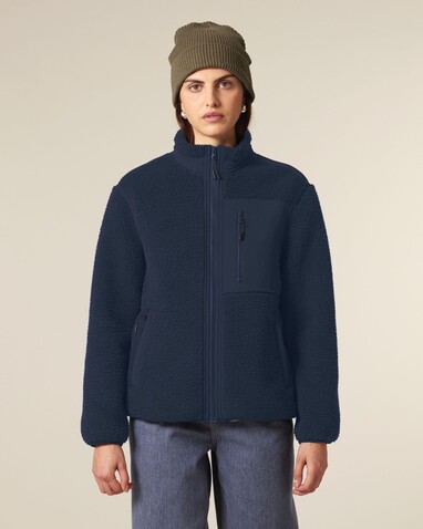 Brooker - Die Relaxed Unisex-Sherpajacke - French Navy - S bedrucken, Art.-Nr. STJU248C7271S