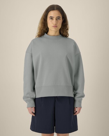 Ryler - Das Boxy Rundhals-Unisex-Sweatshirt aus recycelter Baumwolle - Misty Grey - 3XL bedrucken, Art.-Nr. STSU255C1383X