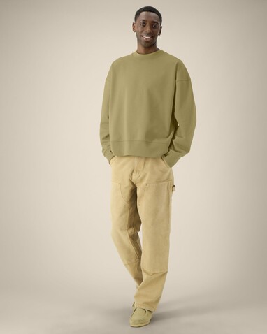 Ryler - Das Boxy Rundhals-Unisex-Sweatshirt aus recycelter Baumwolle - Faded Olive - XXL bedrucken, Art.-Nr. STSU255C1532X