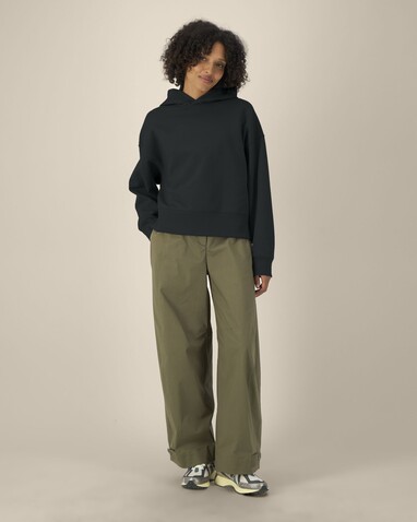 Voicer - Der Boxy Unisex-Hoodie aus recycelter Baumwolle - Black - XS bedrucken, Art.-Nr. STSU256C002XS