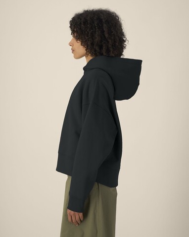 Voicer - Der Boxy Unisex-Hoodie aus recycelter Baumwolle - Black - XS bedrucken, Art.-Nr. STSU256C002XS