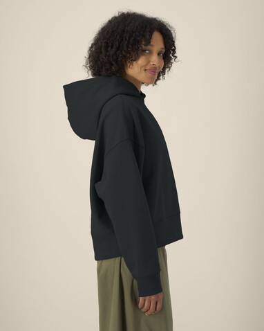 Voicer - Der Boxy Unisex-Hoodie aus recycelter Baumwolle - Black - M bedrucken, Art.-Nr. STSU256C0021M