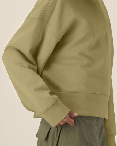 Voicer - Der Boxy Unisex-Hoodie aus recycelter Baumwolle - Faded Olive - M bedrucken, Art.-Nr. STSU256C1531M