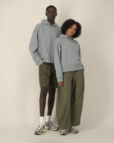 Voicer - Der Boxy Unisex-Hoodie aus recycelter Baumwolle - Misty Grey - XL bedrucken, Art.-Nr. STSU256C1381X