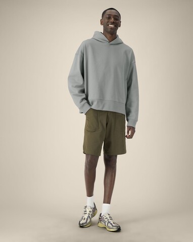 Voicer - Der Boxy Unisex-Hoodie aus recycelter Baumwolle - Misty Grey - XXS bedrucken, Art.-Nr. STSU256C1382S