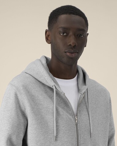 Astor - Der Unisex-Zip-Hoodie aus Baumwolle-TENCEL™ Modal - Heather Grey - XXL bedrucken, Art.-Nr. STSU261C2502X