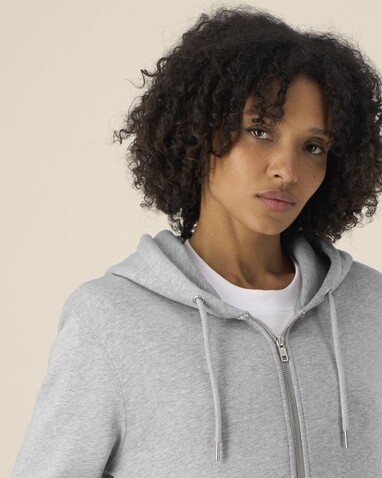 Astor - Der Unisex-Zip-Hoodie aus Baumwolle-TENCEL™ Modal - Heather Grey - XL bedrucken, Art.-Nr. STSU261C2501X