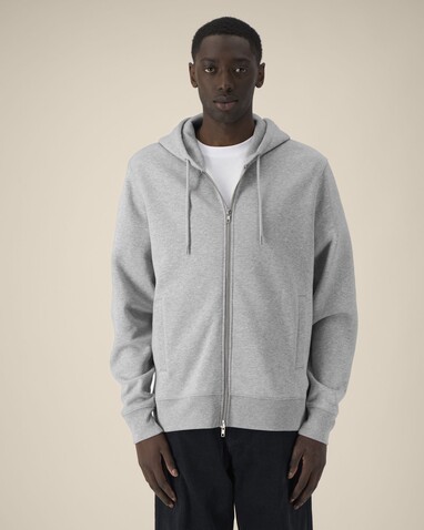 Astor - Der Unisex-Zip-Hoodie aus Baumwolle-TENCEL™ Modal - Heather Grey - S bedrucken, Art.-Nr. STSU261C2501S