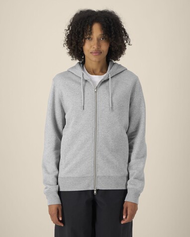 Astor - Der Unisex-Zip-Hoodie aus Baumwolle-TENCEL™ Modal - Heather Grey - XS bedrucken, Art.-Nr. STSU261C250XS
