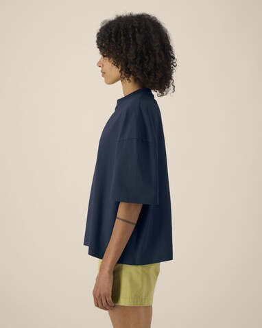 Hypster - Das Unisex-T-Shirt Boxy aus recycelter Baumwolle - French Navy - L bedrucken, Art.-Nr. STTU258C7271L