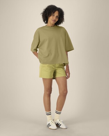 Hypster - Das Unisex-T-Shirt Boxy aus recycelter Baumwolle - Faded Olive - XS bedrucken, Art.-Nr. STTU258C153XS